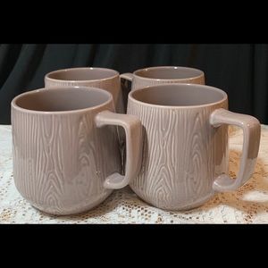 Taupe/Gray Wood Grain Stoneware Mugs